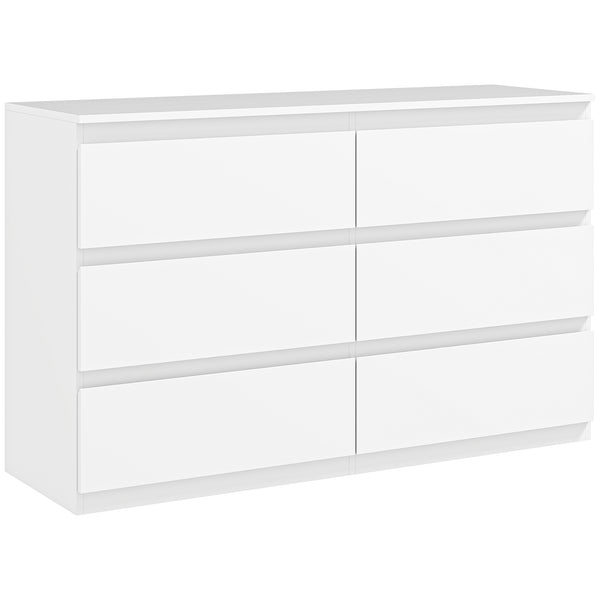 Comò Cassettiera 6 Cassetti 120x39x75 cm con Maniglie a Gola in Legno Bianco sconto