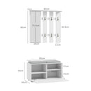 Mobile Guardaroba per Ingresso Appendiabiti Specchio Panca Scarpiera Bianco    