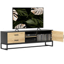 Mobile TV Max 60"" con Armadietto Cassetti e Ripiani 140x35x45 cm Legno Naturale  