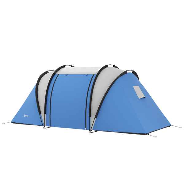 prezzo Tenda da Campeggio 2 Posti Impermeabile con 2 Stanze Borsa di Trasporto 220x450x180 cm in Poliestere Blu