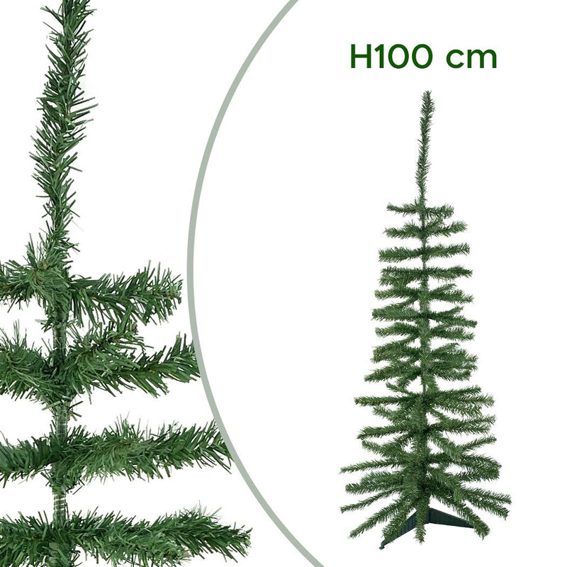 Albero di Natale 100H cm Rami Pieghevoli in PVC Abete Artificiale