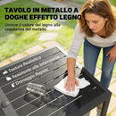 Set da Pranzo da Esterno Tavolo con Foro Ombrellone 150x80x74 cm e 6 Sedie 55x60x83 in Acciaio e PP cm Nero      