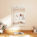 Specchio da Parete Rettangolare 40x60 cm con Ganci in Vetro e MDF Bianco      