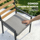  Pezzi Set da Pranzo da Giardino con Tavolo e 6 Sedie Struttura in Acciaio Nero      