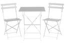 Set da Giardino Pieghevole in Ferro con Tavolo e 2 Sedie Rimini Bianco