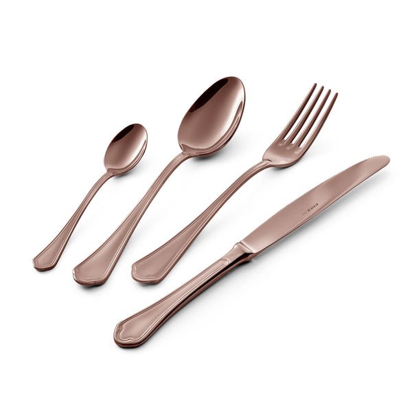 sconto Ménagère de Service 24 Pièces en Acier 18/10 PVD Eme Domus Chocolat