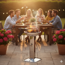 Barbecue a Carbone Venus 480 Ompagrill Griglia Ø44 cm Gamba a Colonna con Areazione in Acciaio Inox