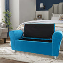Panca Scendiletto 120x39x55 cm con Brillantini in Tessuto Effetto Velluto Blu