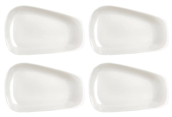 acquista Set 4 Assiettes Trapèze 35x23x2 cm en Porcelaine Allluminique Kaleidos Aluxina Bianchi