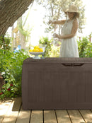 Baule Cassapanca da Esterno 117,5x57,3x45 cm in Resina Effetto Legno Keter Hollywood Marrone