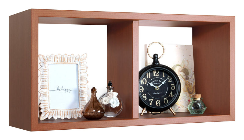 Mensola Rettangolare 2 Scomparti da Parete 70x30x23,7 cm in Fibra di Legno Morgana Maxi Ciliegio