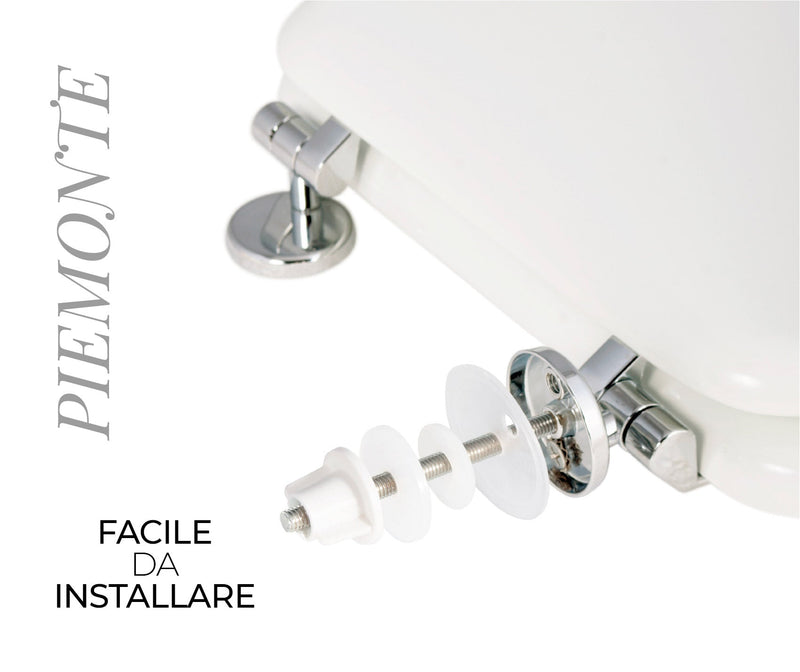 Copriwater Universale 37x43,6 cm in MDF Cerniere in Metallo Cromato Piemonte Bianco Lucido