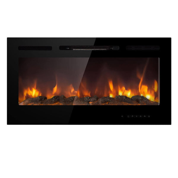 sconto Cheminée Électrique Encastrable Effet Flamme 101,6x14x54,6 cm 750W/1500W Noir
