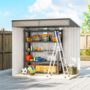 Casetta Box da Giardino 195x122x181,5 cm con Porte Scorrevoli e Pavimentazione in Acciaio Grigio Chiaro      