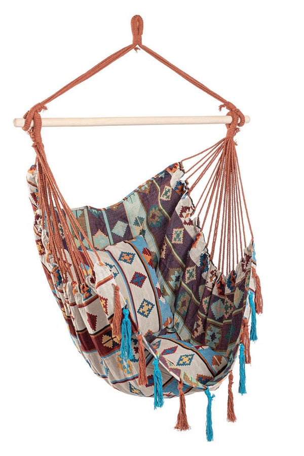 Amaca Sedia Sospesa da Giardino 120x146 cm in Poli-Cotone Santander Azzurro-Beige acquista