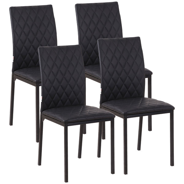 online Set 4 Sedie da Pranzo in Finta Pelle Effetto Diamantato Nero