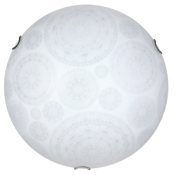 online Plafonnier 2xE27 Crochets Chrome Plaque Verre Blanc Décoré Roues E-Energy Tosca