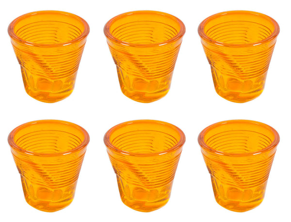 sconto Set 6 Tasses Espresso Froissé Ø6,5 cm en Verre Pressé Kaleidos Orange