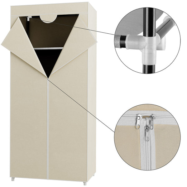 acquista Armadio in tessuto TNT Guardaroba Appendiabiti con Ripiano 70x46x160 cm Beige