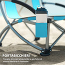 Set 2 Sedie da Spiaggia e Campeggio in Tessuto Pieghevoli con Braccioli con Borsa di Trasporto Blu  