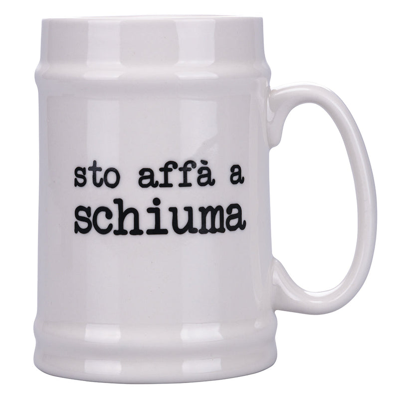 Boccale di Birra Ø8x13 cm in New Bone China VdE Tivoli 1996 Spqr bianco