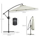 Ombrellone da Giardino Decentrato 8 Stecche Ø3x2.6 m in Alluminio Metallo e Poliestere