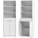 Mobile Bagno Alto 60x30x171 cm con 3 Ripiani Aperti e Cassetto in Legno Bianco      