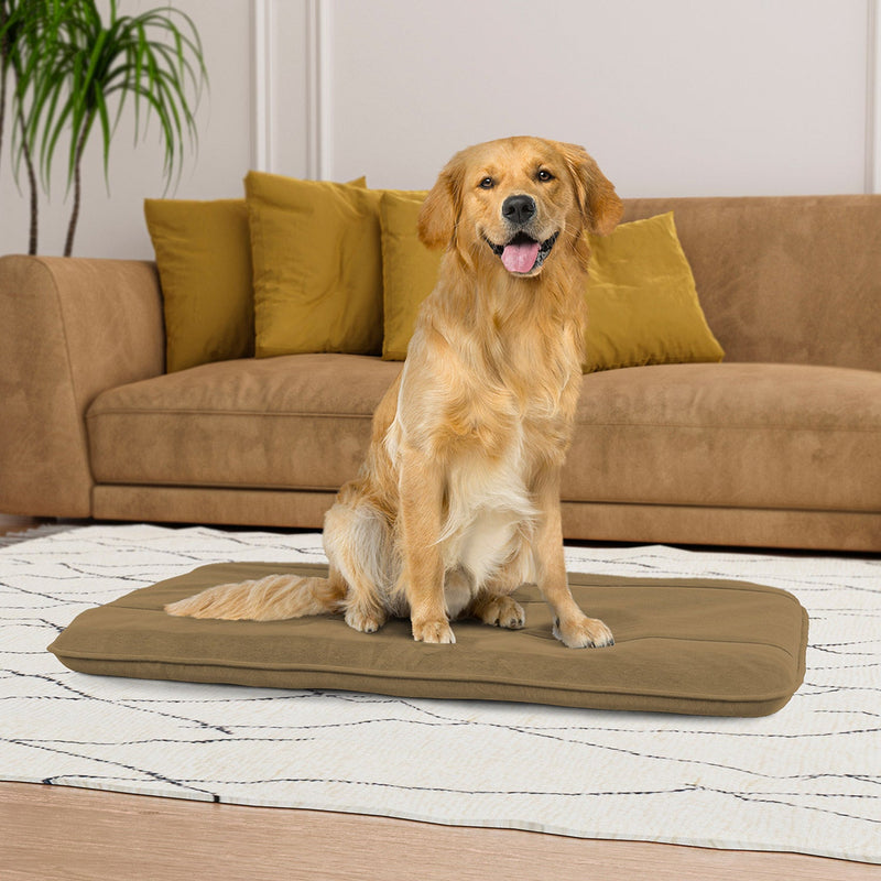 Maxi Cuscino Imbottito e Trapuntato per Cani Gatti in Microfibra Nocciola