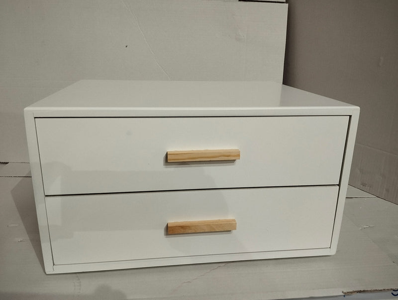 Comodino 2 Cassetti in Legno 45x35x59,5 cm Toby Bianco Seconda Scelta