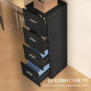 Armadio per Ufficio 40x42x130,8 cm a 4 Cassetti con 2 Serrature e Barra Portadocumenti in Truciolato Nero      
