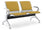 Banc de bureau pour salle d'attente 2 places avec coussin en acier et simili cuir argent/moutarde