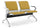 Banc de bureau pour salle d'attente 2 places avec coussin en acier et simili cuir argent/moutarde