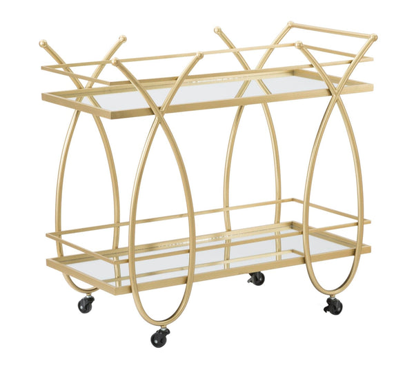 sconto Chariot à rubans 80x40x75 cm en MDF de fer et miroir doré