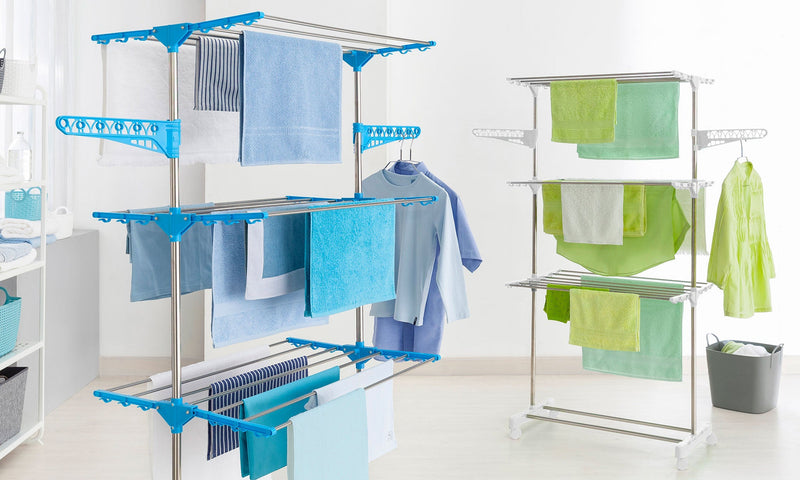 Stendino Salvaspazio 165x78x42 cm 3 Piani con Ruote Joli in Plastica Nero