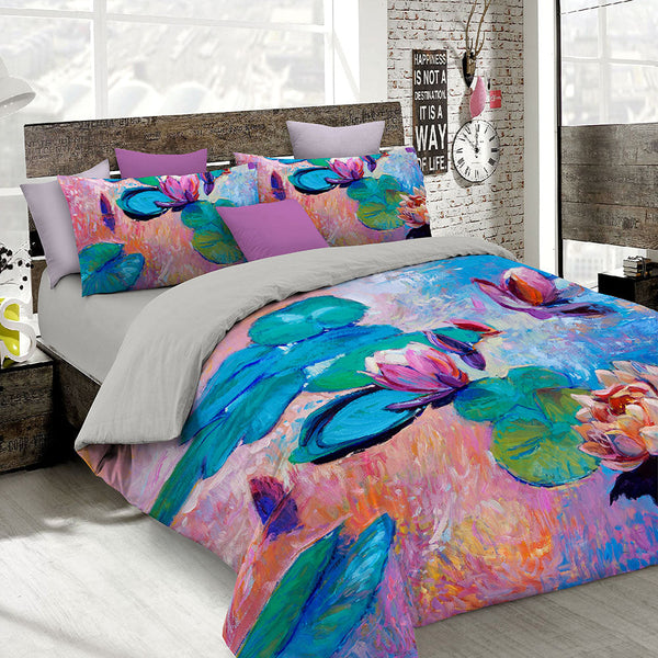 Housse de couette avec imprimé sur le sac double et les taies d'oreiller acquista