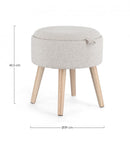 Sgabello Contenitore Ø 39x42,5 cm Zoya in Bouclè Grigio