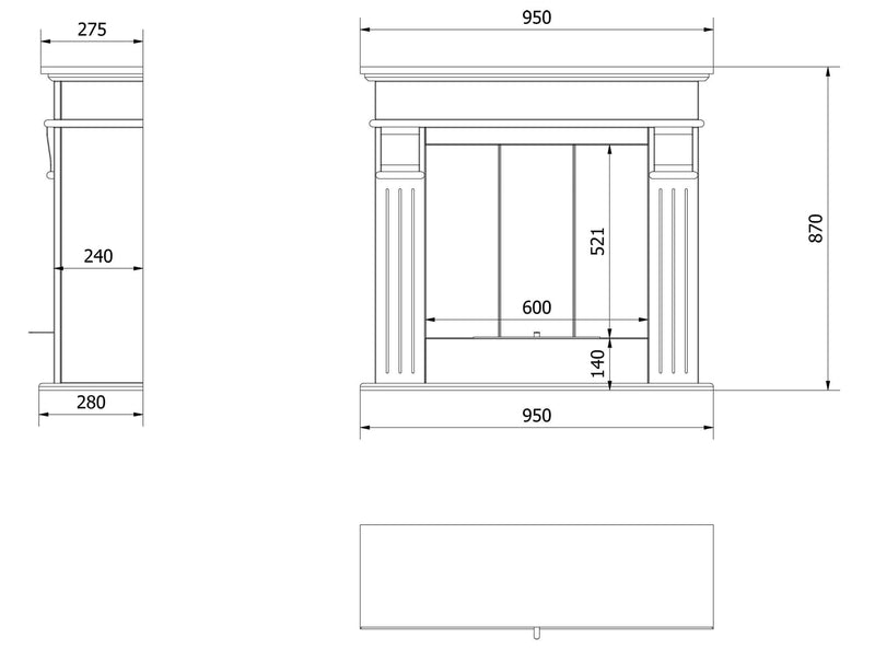 Camino a Bioetanolo da Pavimento 95x28x87 cm Flig Trenton Light Nero