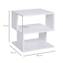 Tavolino da Caffè 2 Ripiani Design Moderno Legno Bianco 40x40x43 cm 