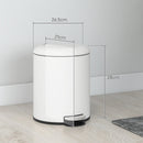 Pattumiera a Pedale 5 Litri 26,5x21x28 cm con Coperchio Frizionato in Metallo e PP Crema