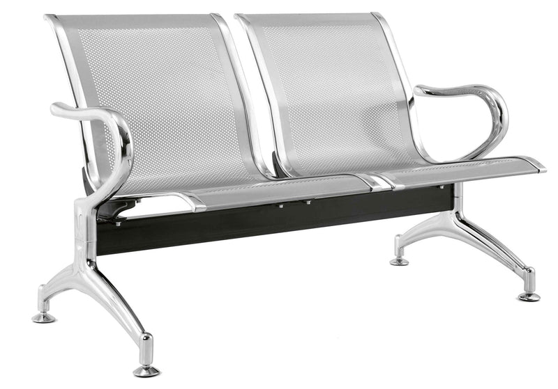 Panca per Sala Attesa 2 Posti in Acciaio da Ufficio Argento