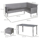 Set Salotto da Giardino in Rattan 2 Divani Angolari Tavolino 2 Sgabelli  Grigio