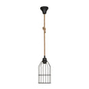 Lampada a sospensione Halat  in metallo nero e corda