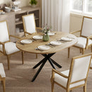 Tavolo da Pranzo Industriale per 4-6 Persone 135x100x75 cm con Ribalta Rotonda in Legno e Acciaio      