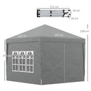 Gazebo da Giardino 3x3 m Pieghevole con 4 Pannelli Laterali in Acciaio e Tessuto Oxford Grigio Chiaro   