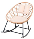 Sedia a Dondolo da Giardino 90x95x73 cm in Acciaio e Polirattan Tahiti Nero e Naturale