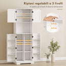 Credenza da Cucina Alta Stile Country 60x40x181,5 cm 2 Armadietti e 8 Portaspezie in MDF Bianco      