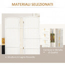 Paravento Divisorio da Interni 240x170 cm Pieghevole a 6 Ante Intrecciato in PP e Legno Bianco      