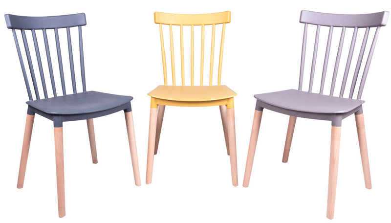 Sedia da Giardino in Polipropilene e Faggio Vandi Grigio Scuro