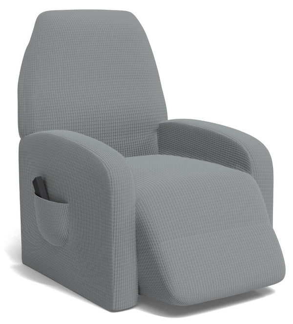 Housse de fauteuil inclinable extensible taille unique avec poche latérale gris clair acquista