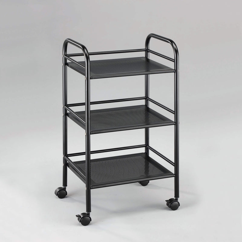 Carrellino da Cucina 3 Ripiani in Acciaio 40x32x76 cm Nero